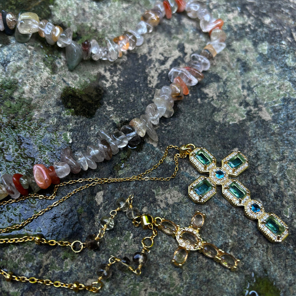Light Blue Cross Necklace