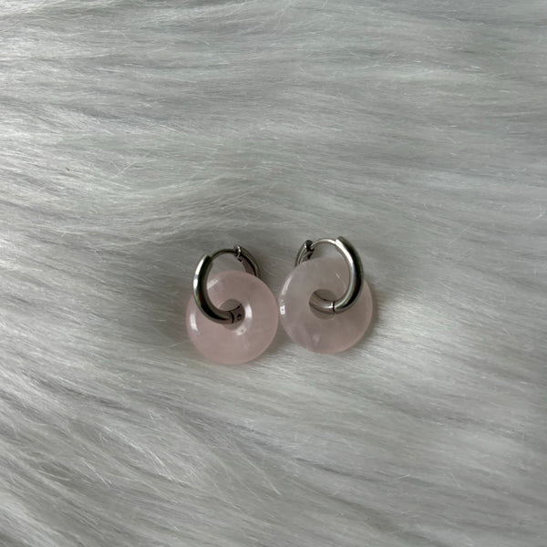 Rose Quartz Hoops