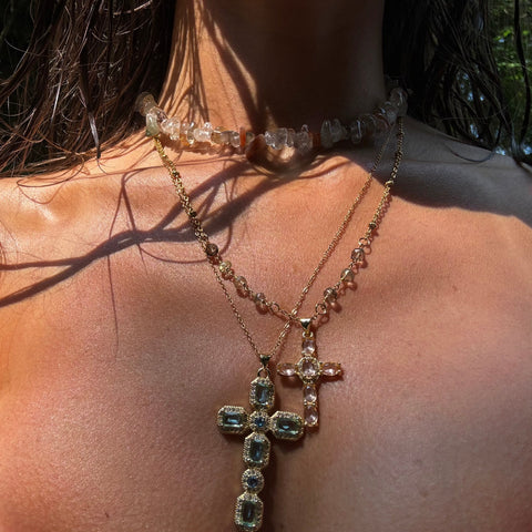 Light Blue Cross Necklace