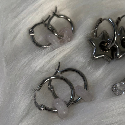 Rose Quartz Hoops