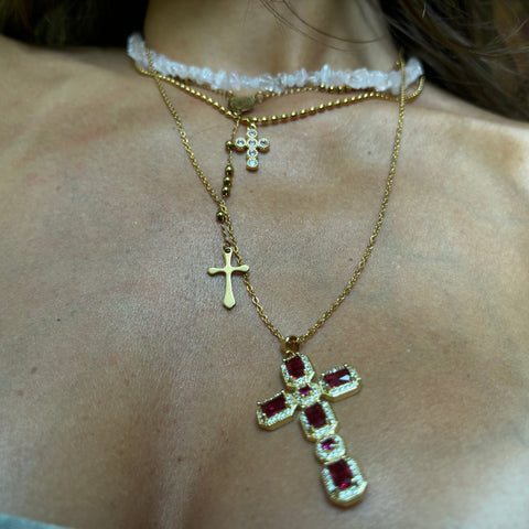 Pink Cross Necklace