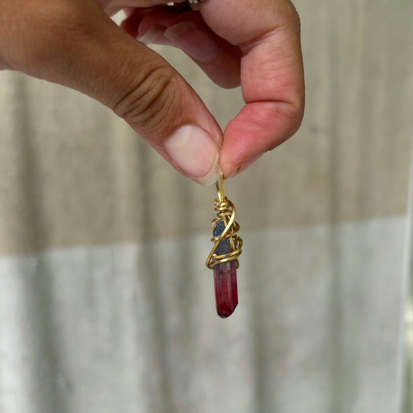 Red and Blue Quartz Pendant