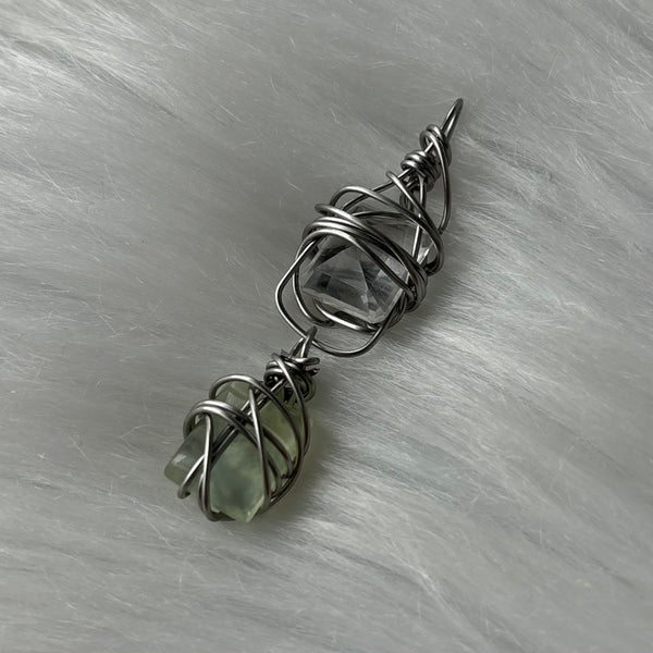 Clear Quartz & Prehnite Pendant