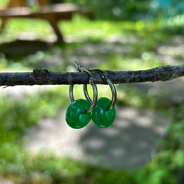 Green Agate Earrings (silver)