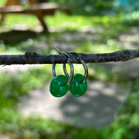 Green Agate Earrings (silver)