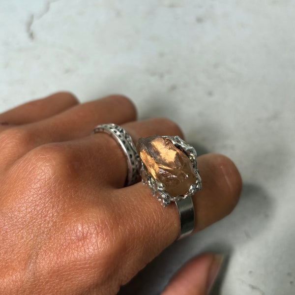 Green/Golden Amethyst ring (adjustable)