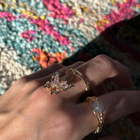 Pink Butterfly Ring