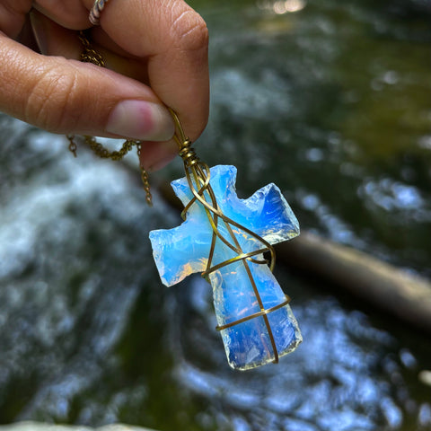 Cross Shaped Opalite necklace