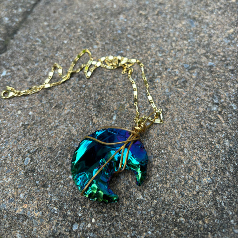 Moon/Obsidian Aura necklace (2 colors)