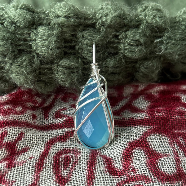 Ice Blue Amazonite Pendant (925 sterling silver)