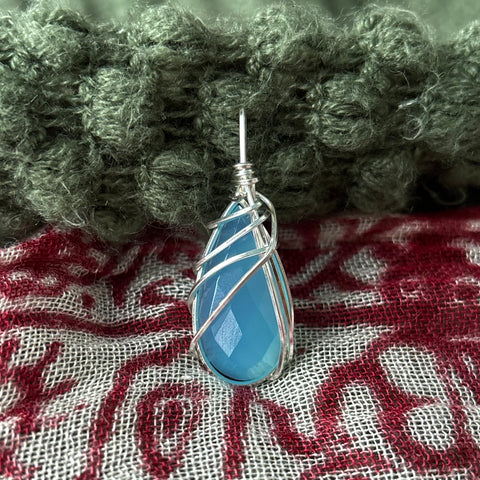 Ice Blue Amazonite Pendant (925 sterling silver)