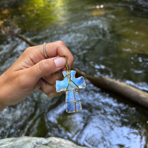 Cross Shaped Opalite necklace