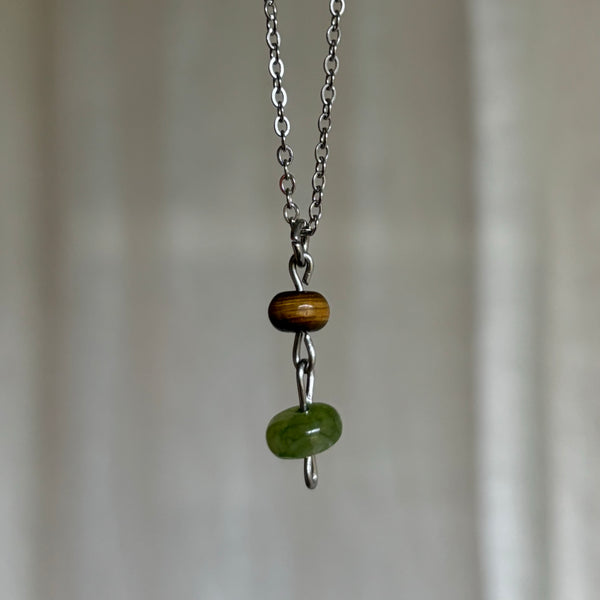 Tiger’s Eye and Green Agate Necklace