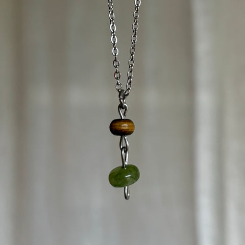 Tiger’s Eye and Green Agate Necklace