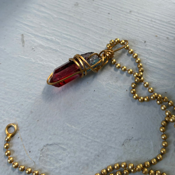 Red and Blue Quartz necklace