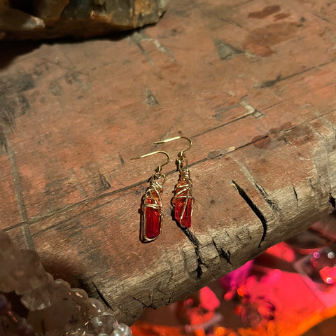 Red and Orange Quartz Earrings