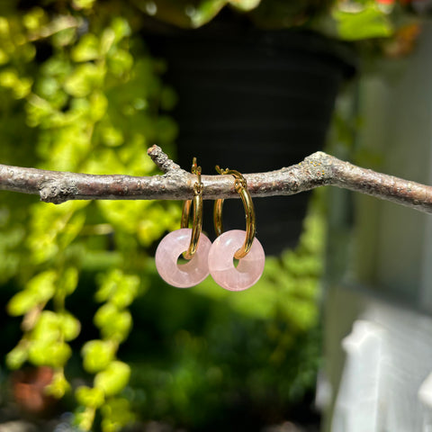 Rose Quartz Earrings (gold)