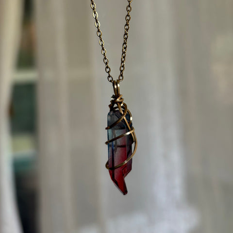 Blue & Red Quartz Necklace