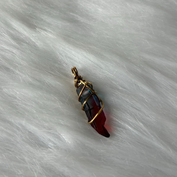 Blue & Red Quartz Necklace