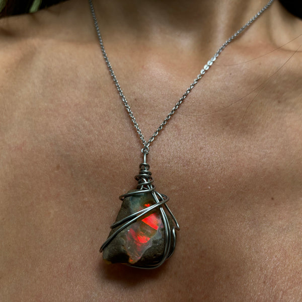 Ethiopian Fire Opal Necklace