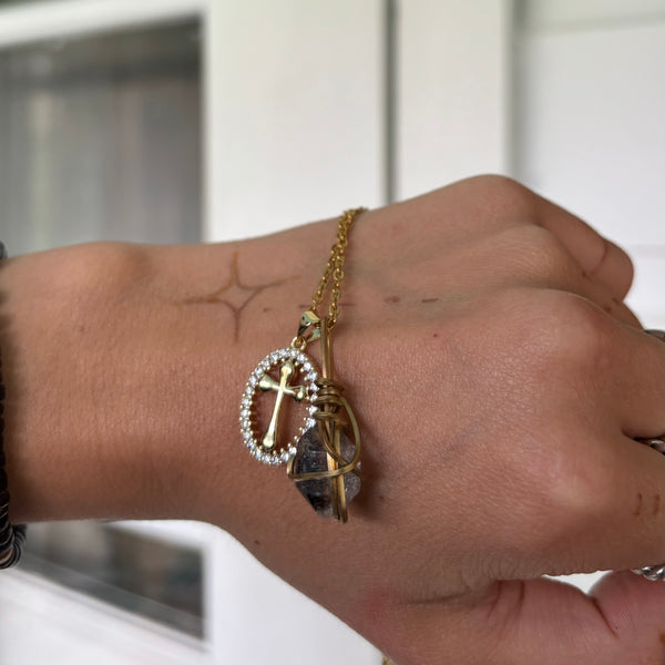 Two Charms Necklace (Herkimer Diamond)