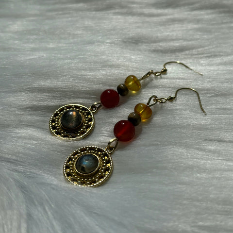 Fairy Earrings (Labradorite, Carnelian and Amber)