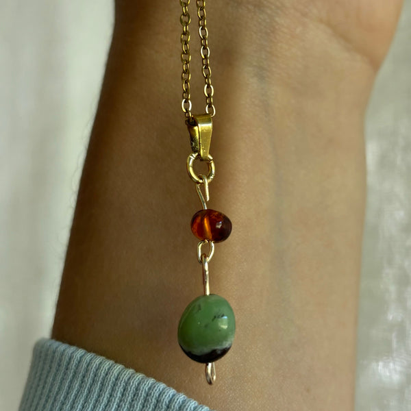 Amber & Prehnite Necklace