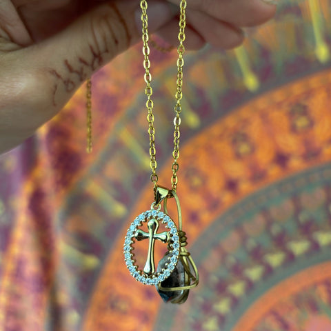 Two Charms Necklace (Herkimer Diamond)