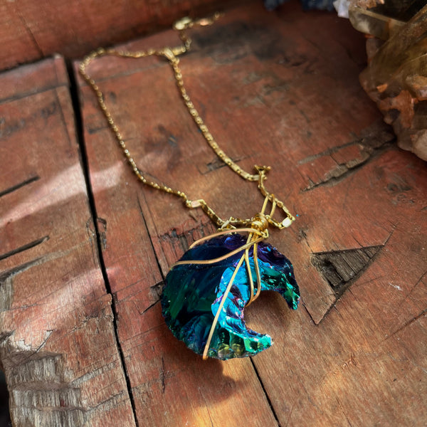 Obsidian Aura Moon Shaped necklace