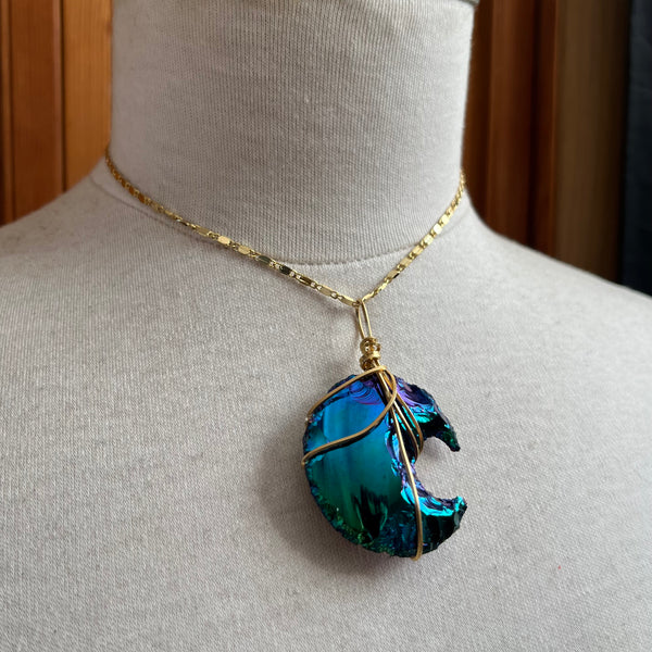 Obsidian Aura Moon Shaped necklace