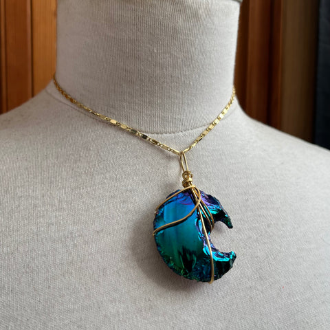 Obsidian Aura Moon Shaped necklace