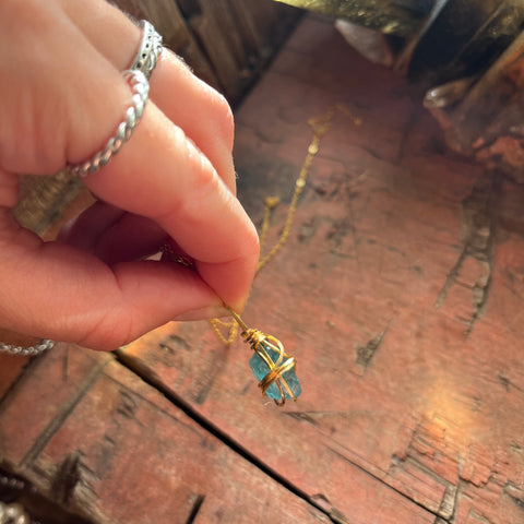 Blue Apatite Necklace (small crystal)