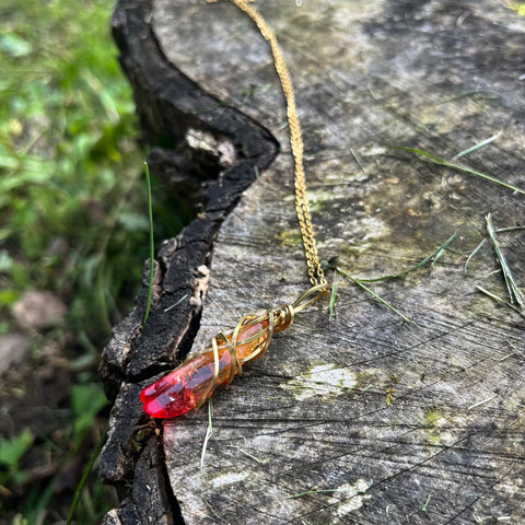 Red and Orange Quartz Necklace