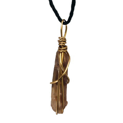 Lemurian Quartz (smoky) + black cord