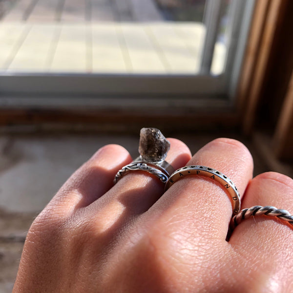 Tibetan Black Quartz Ring