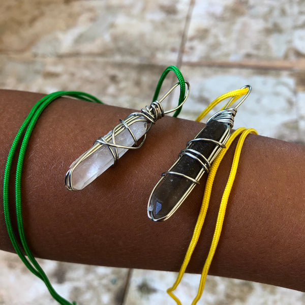 Tibetan Black Quartz + Yellow rope
