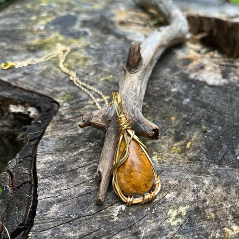 Golden Dendritic Opal (Russian) Necklace