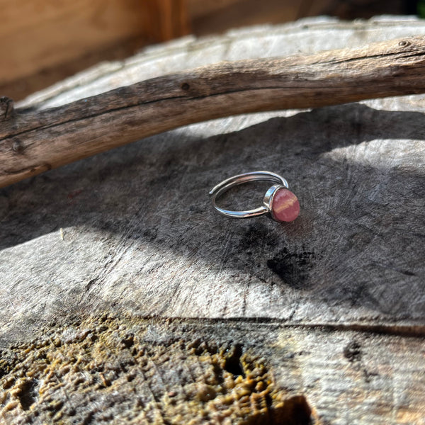 Rhodochrosite Ring (925 sterling silver)