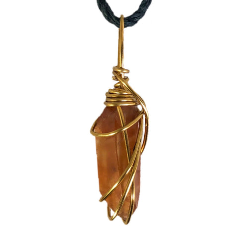 Lemurian Quartz (red) + black cord