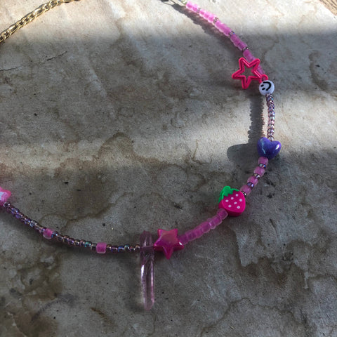 Pink Paradise Mixed☆beads Choker (Rose Quartz)