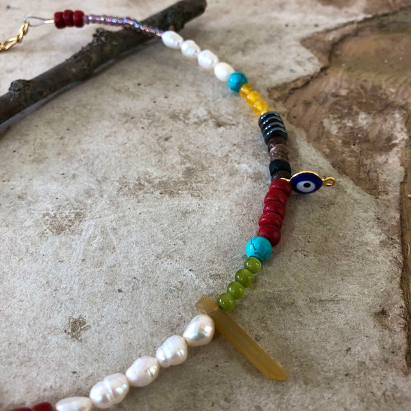Evil Eye Necklace (Amphibole Quartz)