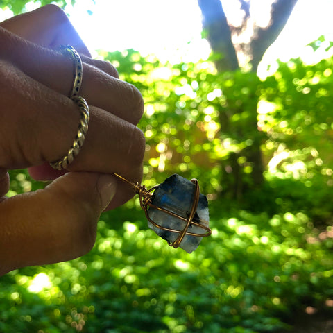 Rainbow/Blue Moonstone (with Natural Black Tourmaline Inclusions)