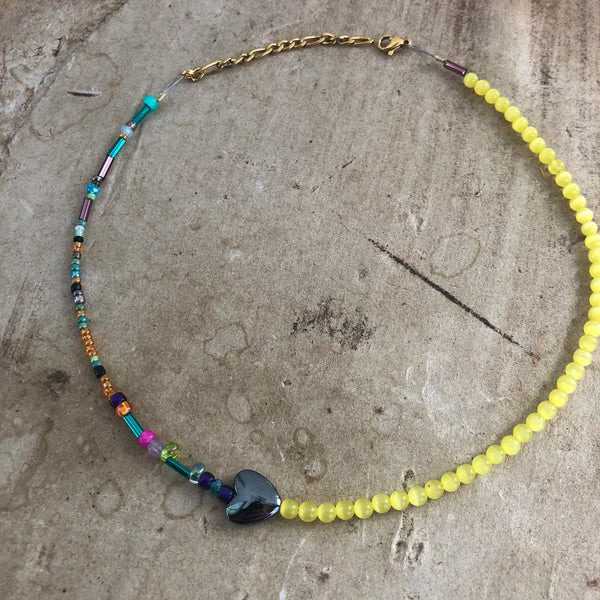 Hematite + Cat’s Eye Choker