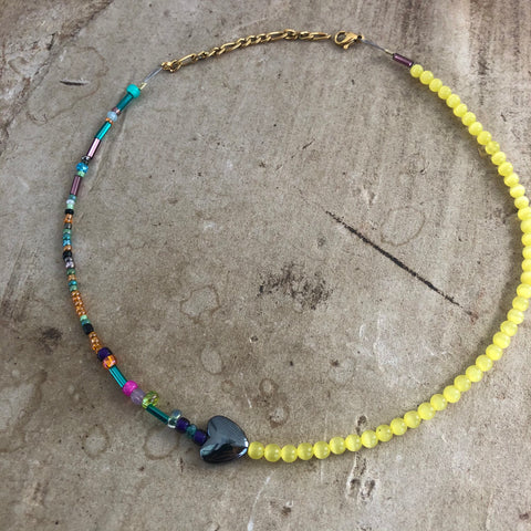 Hematite + Cat’s Eye Choker