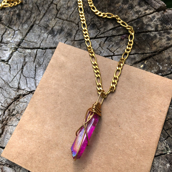 Fushia Pink Aura Quartz