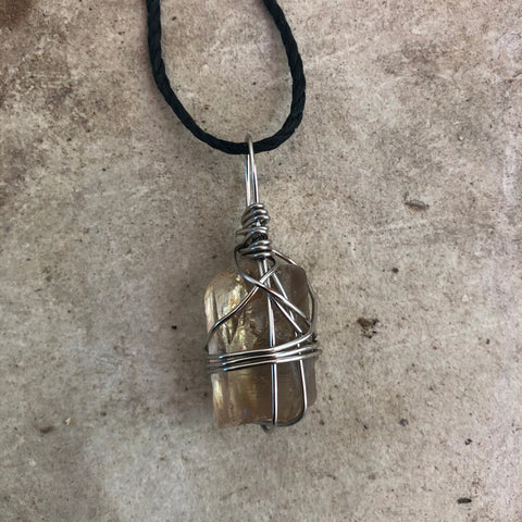 Natural Citrine Point Meditation Necklace (Large)