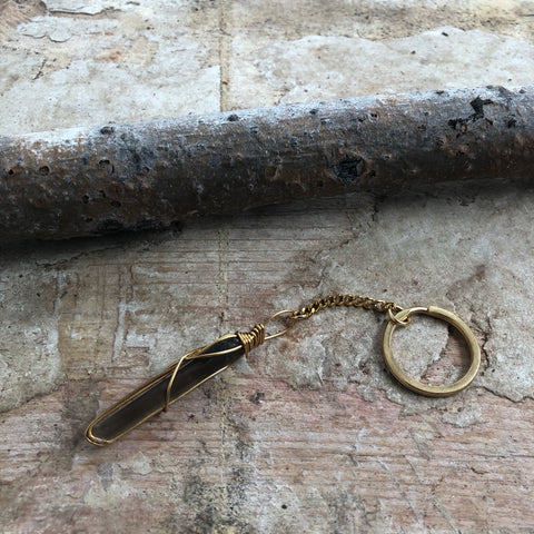 Tibetan Black Quartz Keychain