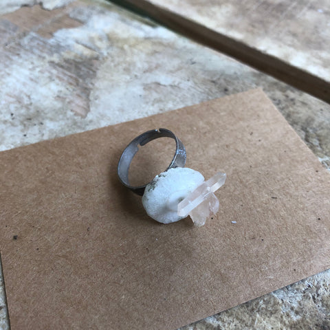 Solar Quartz + Clear Quartz Ring