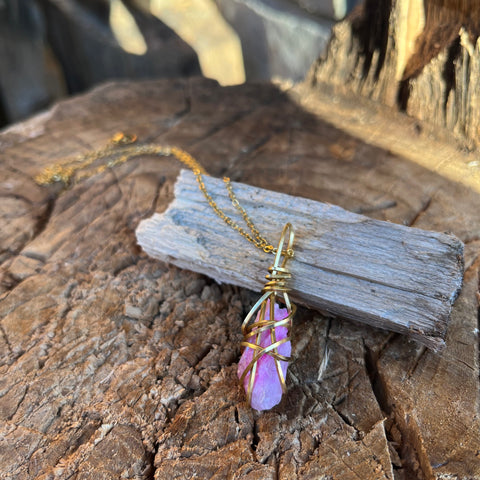 Pink Aura Quartz Necklace