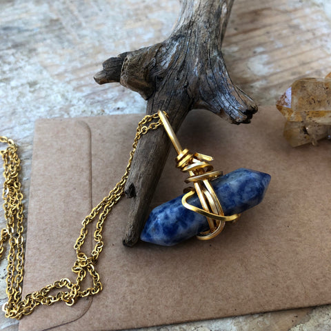 Sodalite Necklace (double terminated point)